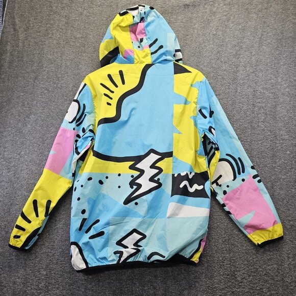 Reason Windbreaker Rain Jacket Size L All-over Print Keith Haring Style Pop-Art - Picture 4 of 10